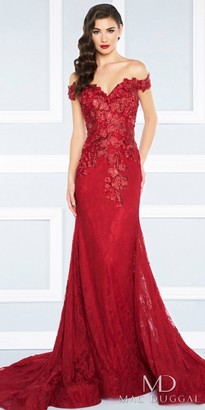 Mac Duggal Sweetheart Off the Shoulder Lace Applique Evening Gown