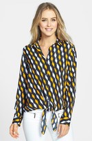 Thumbnail for your product : MICHAEL Michael Kors Tie Front Mixed Media Blouse (Regular & Petite)