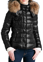 Thumbnail for your product : Moncler Short Puffer Jacket with Fur-Trimmed Hood