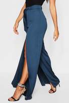 Thumbnail for your product : boohoo Satin tie Waist Split Front Wide Leg