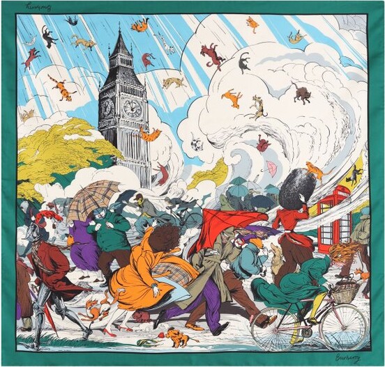Burberry Raining Cats And Dogs Scarf