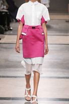 Thumbnail for your product : Sacai Perforated cotton and satin shirt dress