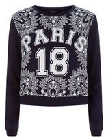 Thumbnail for your product : New Look Teens Navy Paris Scarf Print Sweater