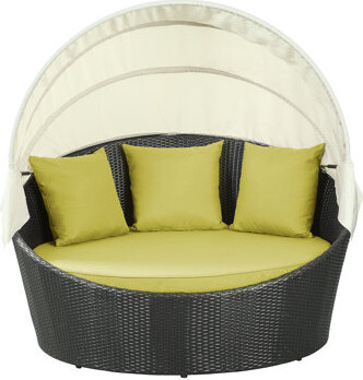 Latitude Run Siesta Canopy Outdoor Patio Daybed In Espresso Peridot