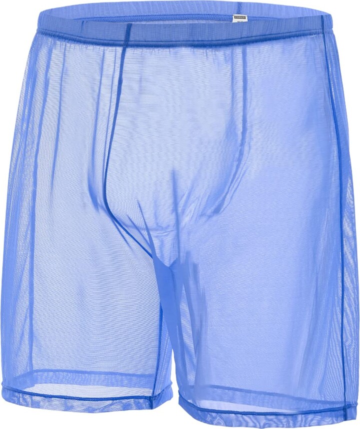 SUMABA Men's Mesh Shorts Boxer Briefs Lounge Underwear Comfort Breathable See Through Trunks
