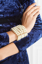 Thumbnail for your product : Kenneth Jay Lane Faux Pearl, Crystal And Gold-plated Bracelet