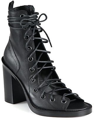Ann Demeulemeester Leather Open-Front Ankle Boots - ShopStyle