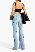 Thumbnail for your product : Amiri Appliquéd distressed high-rise flared jeans