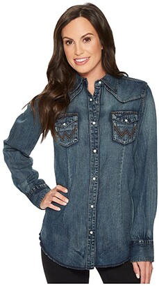 women's snap front denim shirt