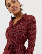 Thumbnail for your product : Oasis shirt dress with tie waist in red animal print