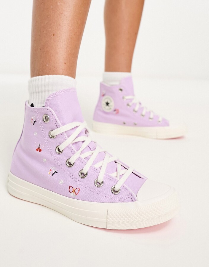 Converse Chuck Taylor All Star embroidered sneakers with sole interest in  lilac - ShopStyle
