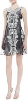 Thumbnail for your product : Tracy Reese Sleeveless Beaded Neck Trapeze Dress, Black/White