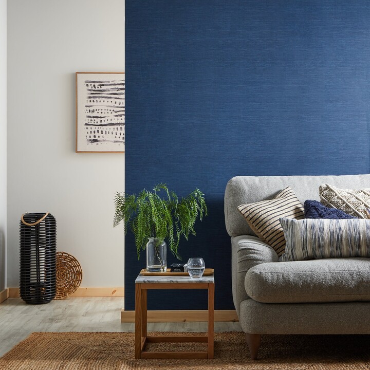 Dunelm Grasscloth Plain Navy Wallpaper Blue ShopStyle