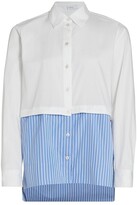 Paneled Cotton Button-Front Shirt 