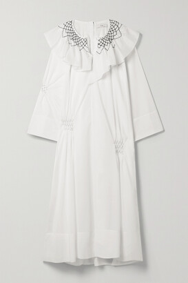 Tibi Emma Smocked Cotton-blend Voile Midi Dress