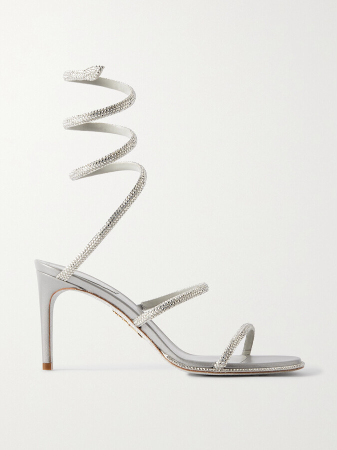 Rene Caovilla Cleo Crystal-embellished Satin Sandals - Silver