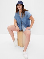 Thumbnail for your product : Gap Denim Shirred Button-Front Shirt with Washwell