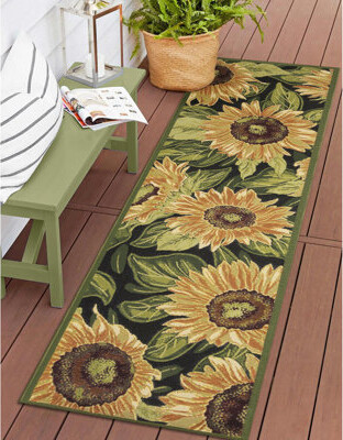 U'Artlines Sunflower Set of 2 Non Slip Kitchen Rugs and Mats Rubber Ba –  Modern Rugs and Decor