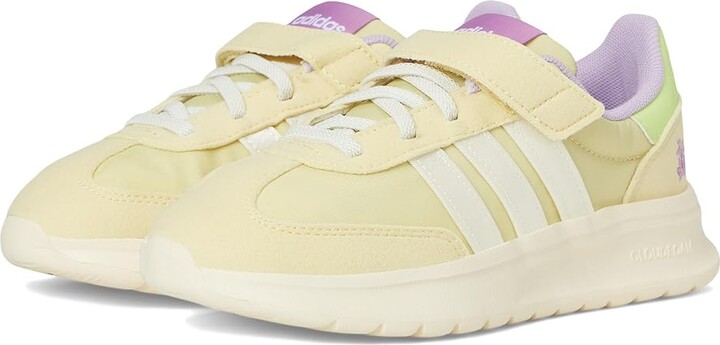 adidas Kids Disney Run 70s 2.0 Elastic Lace Strap Shoes Kids Shoes Powder Yellow/Cream White/Powder Plum : 1 Little Kid M, Synthetic/Textile