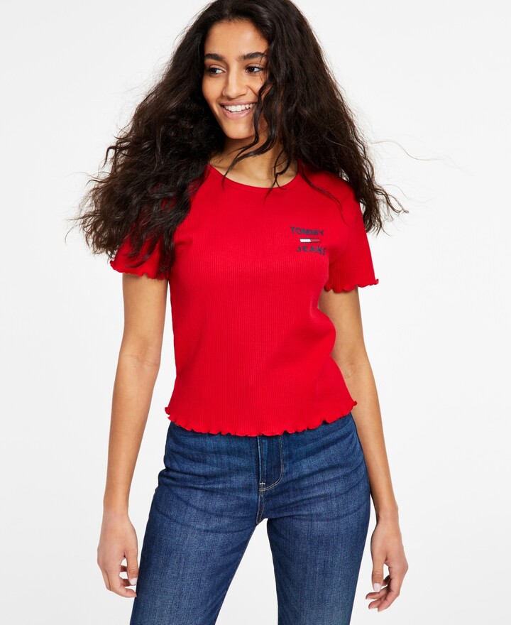 Tommy Hilfiger Red Women's T-shirts | ShopStyle