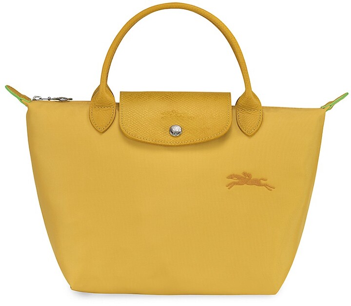 Longchamp Roseau Embossed Medium Top Handle Bag in Yellow