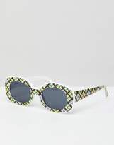 Thumbnail for your product : ASOS DESIGN Check Print 90S Square Sunglasses