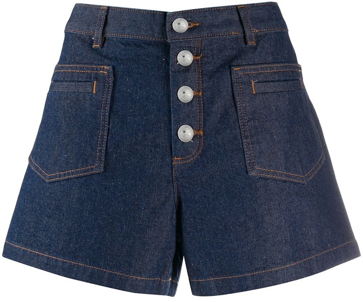 button up denim shorts