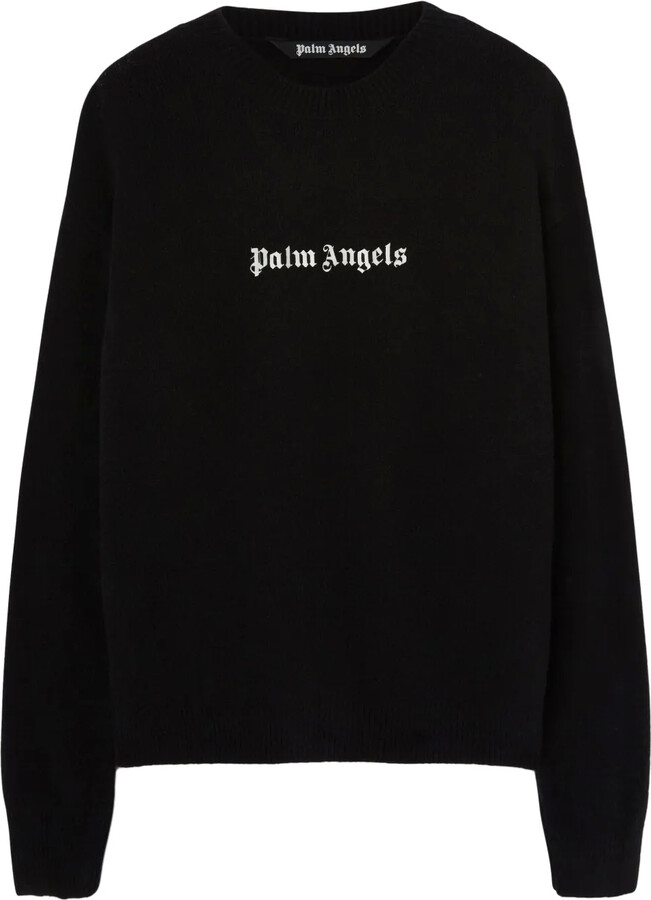 Palm Angels Logo-Print Crew-Neck Jumper