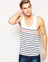 Thumbnail for your product : ASOS Vest With Highlight Stripe Print And Extreme Racer Back