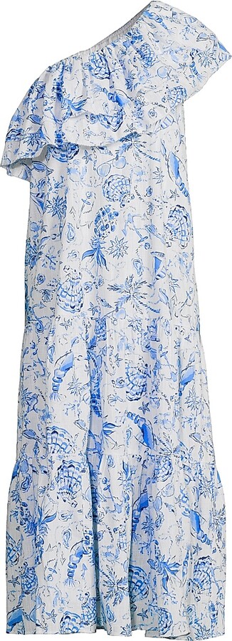 (取寄) リリー ピュリッツァー レディース ミディ ドレス Lilly Pulitzer women Mayella Midi Dress Resort White Barefoot Beachcombers Lilly Pulitzer Women's Mayella One-Shoulder Midi-Dress - Resort