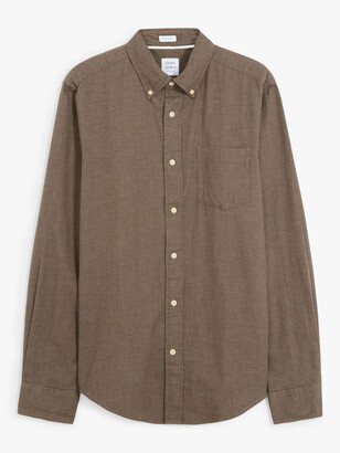 John Lewis & Partners Puppytooth Check Cotton Flannel Regular Fit Shirt