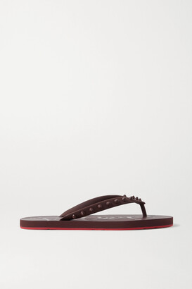 Christian Louboutin Loubi Flip Donna Spiked Rubber Flip Flops - Brown - ShopStyle