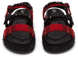 Simone Rocha Crystal And Faux Pearl Embellished Tartan Sandals - Womens - Black Red