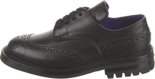 Burberry Leather Oxfords Black Round-Toes Platform Lace-Up Closure at Uppers Includes Box & Dust Bag Designer