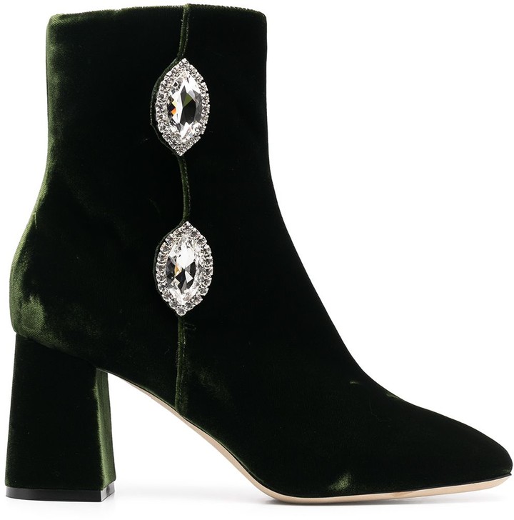Giannico Julie velvet ankle boots - ShopStyle