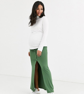 Asos DESIGN Maternity maxi skirt with button front and split detail