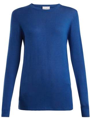 Raey Long Line Fine Knit Cashmere Sweater - Womens - Mid Blue