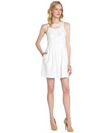 Thumbnail for your product : Ali Ro optic white cotton eyelet lace accent sleeveless dress