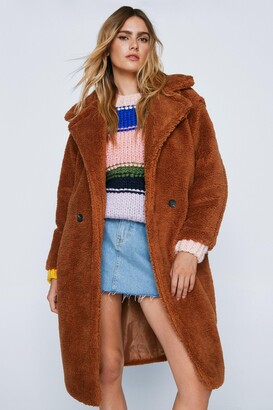 Nasty Gal Womens Oversized Longline Faux Fur Teddy Coat - ShopStyle