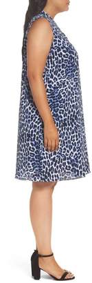 Vince Camuto Leopard Song Inverted Pleat Shift Dress