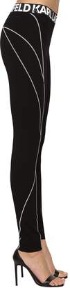 Karl Lagerfeld Paris Logo Stretch Viscose Jersey Leggings