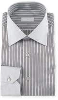 Thumbnail for your product : Stefano Ricci Contrast Collar/Cuff Striped Dress Shirt, Gray