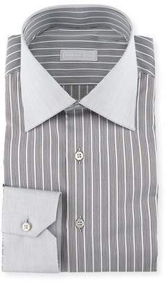 Stefano Ricci Contrast Collar/Cuff Striped Dress Shirt, Gray