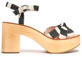 Thumbnail for your product : Loeffler Randall Knotted Striped Canvas Platform Sandals