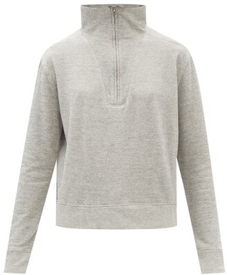 Nili Lotan Quarter-zip Cotton-blend Jersey Sweatshirt - Light Grey