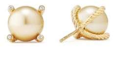 David Yurman South Sea 18K Gold Pearl & Diamond Earrings