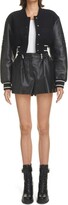 Thumbnail for your product : Givenchy Leather Sleeve Logo Crop Varsity Jacket