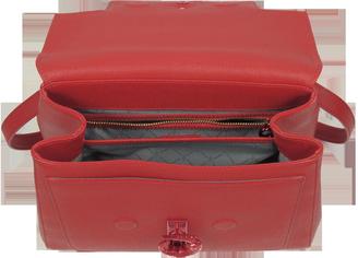Trussardi Lovy Red Crepe Leather Satchel Bag