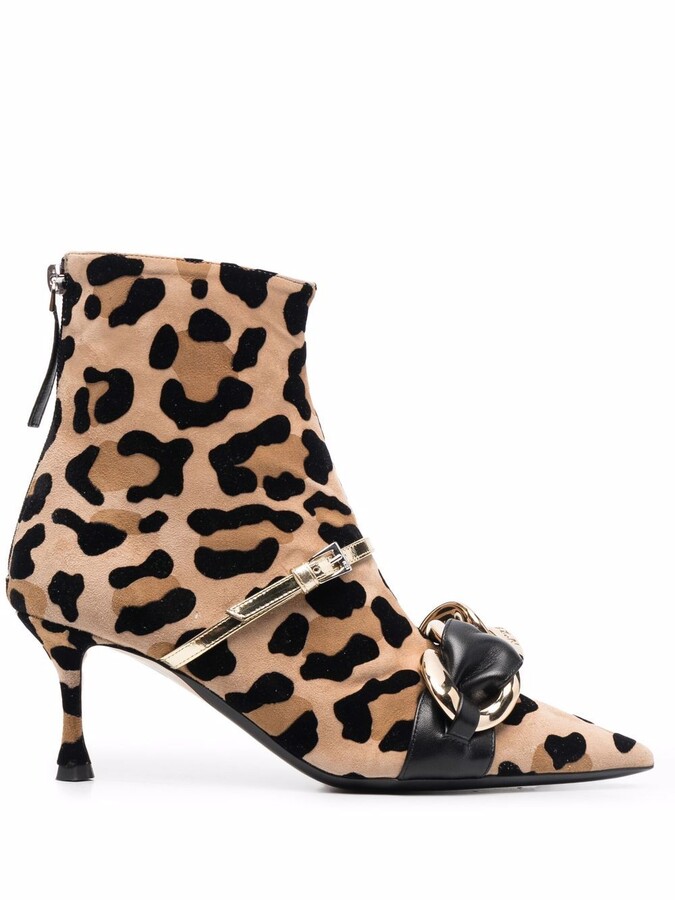 low heel leopard ankle boots