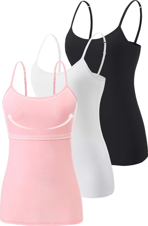 Vislivin Womens Cotton Camisole Adjustable Strap Tank Tops with Shelf Bra Stretch Undershirts